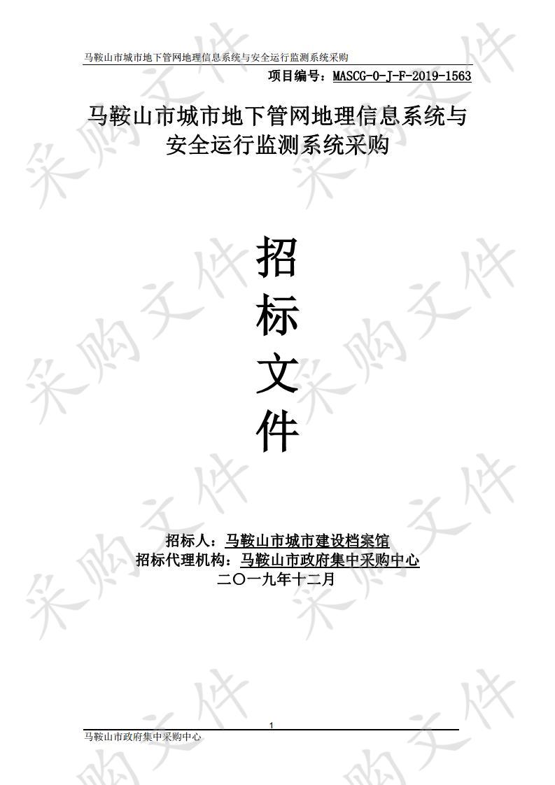 马鞍山市城市地下管网地理信息系统与安全运行监测系统采购