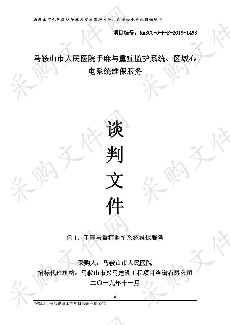 马鞍山市人民医院手麻与重症监护系统、区域心电系统维保服务 包1