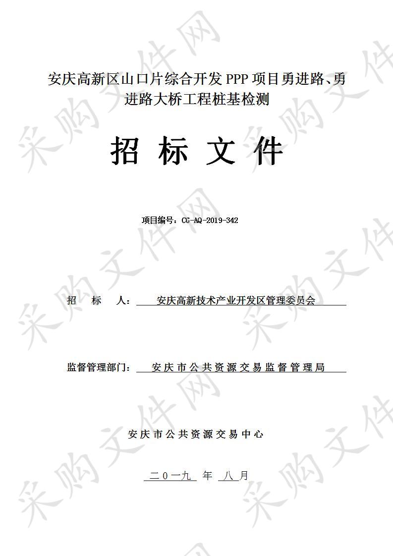 安庆高新区山口片综合开发PPP项目勇进路、勇进路大桥工程桩基检测