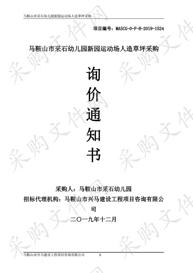 马鞍山市采石幼儿园新园运动场人造草坪采购  