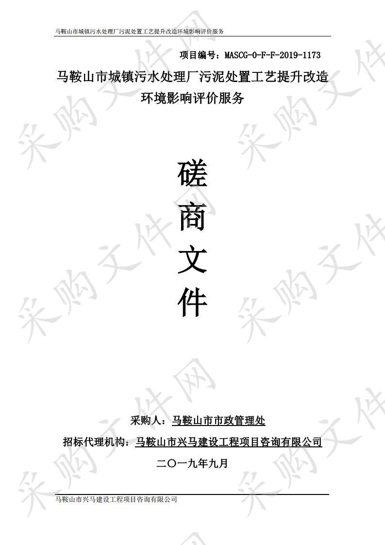 马鞍山市城镇污水处理厂污泥处置工艺提升改造环境影响评价服务