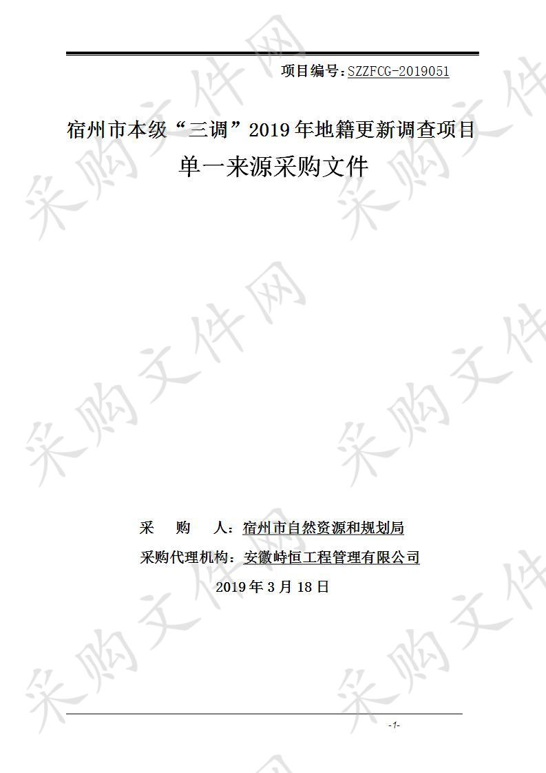 宿州市本级“三调”2019年地籍更新调查项目