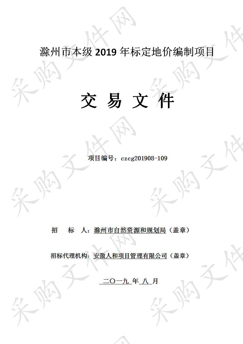 滁州市本级2019年标定地价编制项目