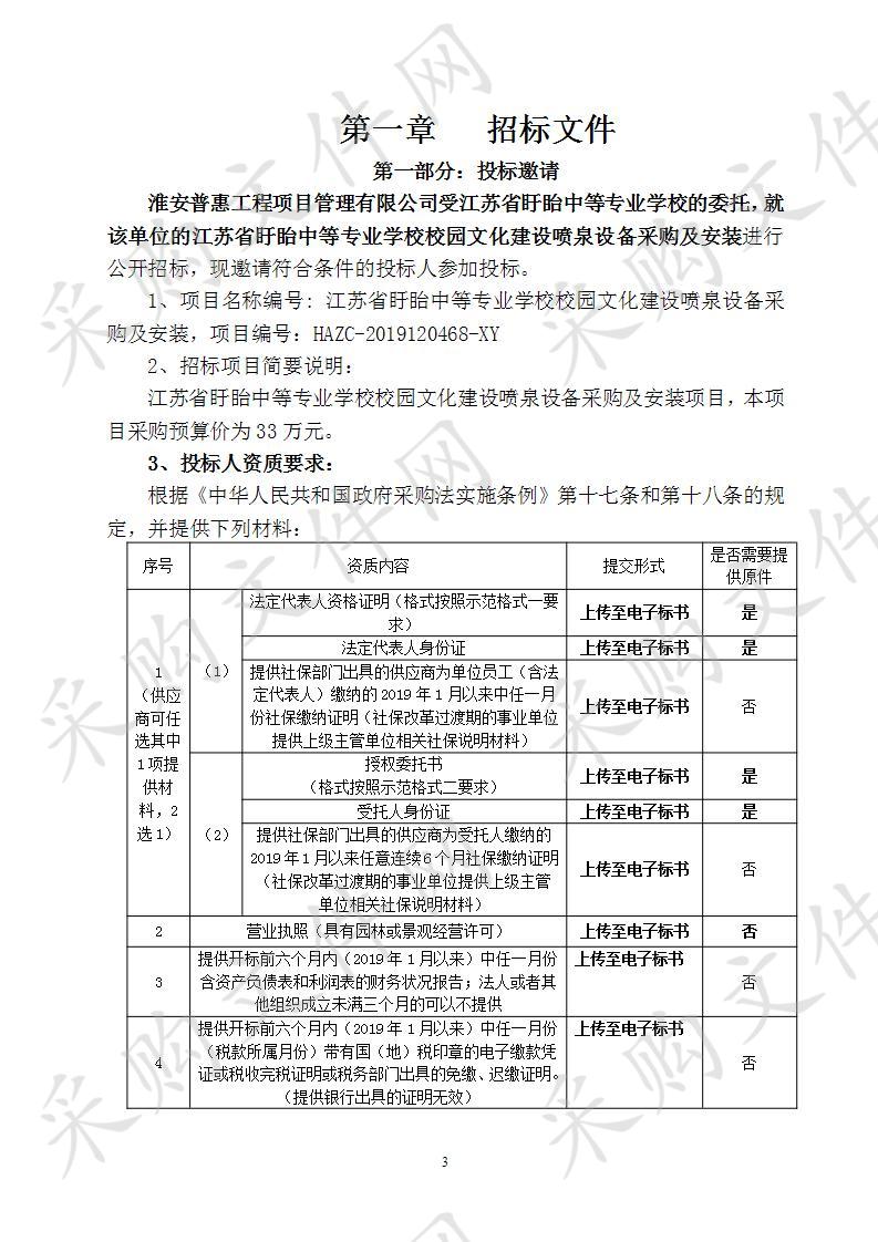 江苏省盱眙中等专业学校校园文化建设喷泉设备采购及安装项目