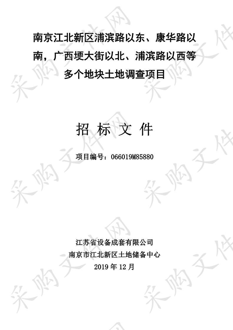 南京江北新区浦滨路以东、康华路以南，广西埂大街以北、浦滨路以西等多个地块土地调查项目