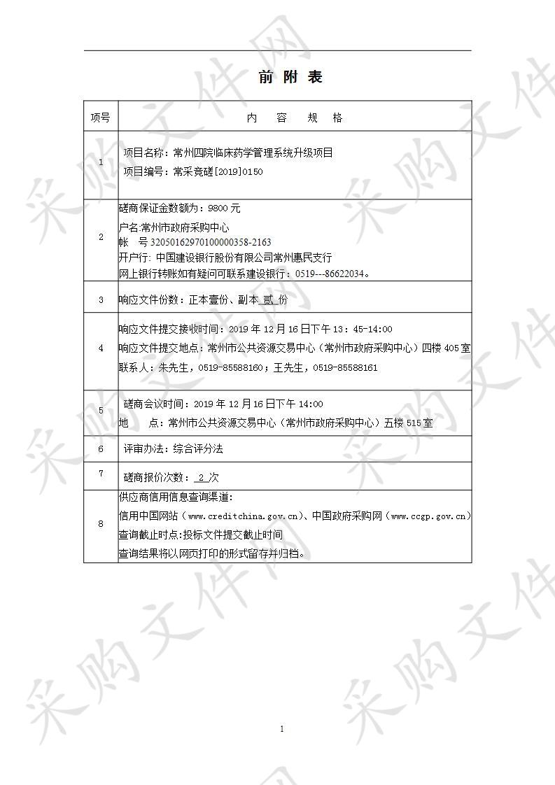 常州四院临床药学管理系统升级项目