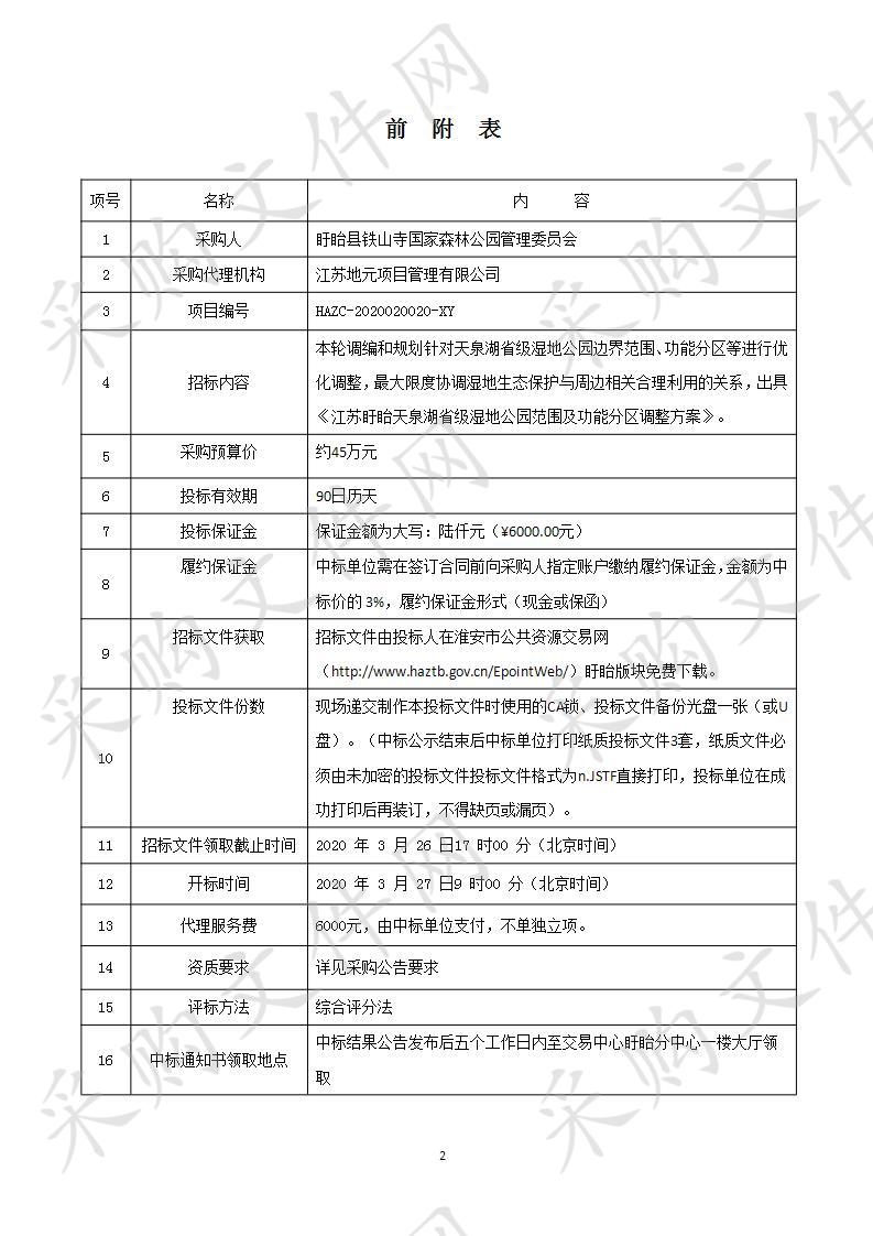 江苏盱眙天泉湖省级湿地公园范围及功能区调整方案及总体规划