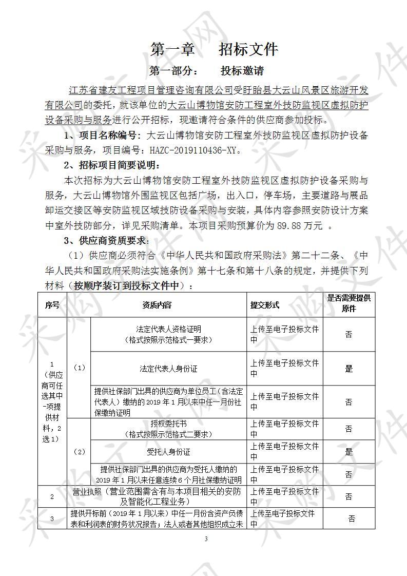 大云山博物馆安防工程室外技防监视区虚拟防护设备采购与服务采购项目