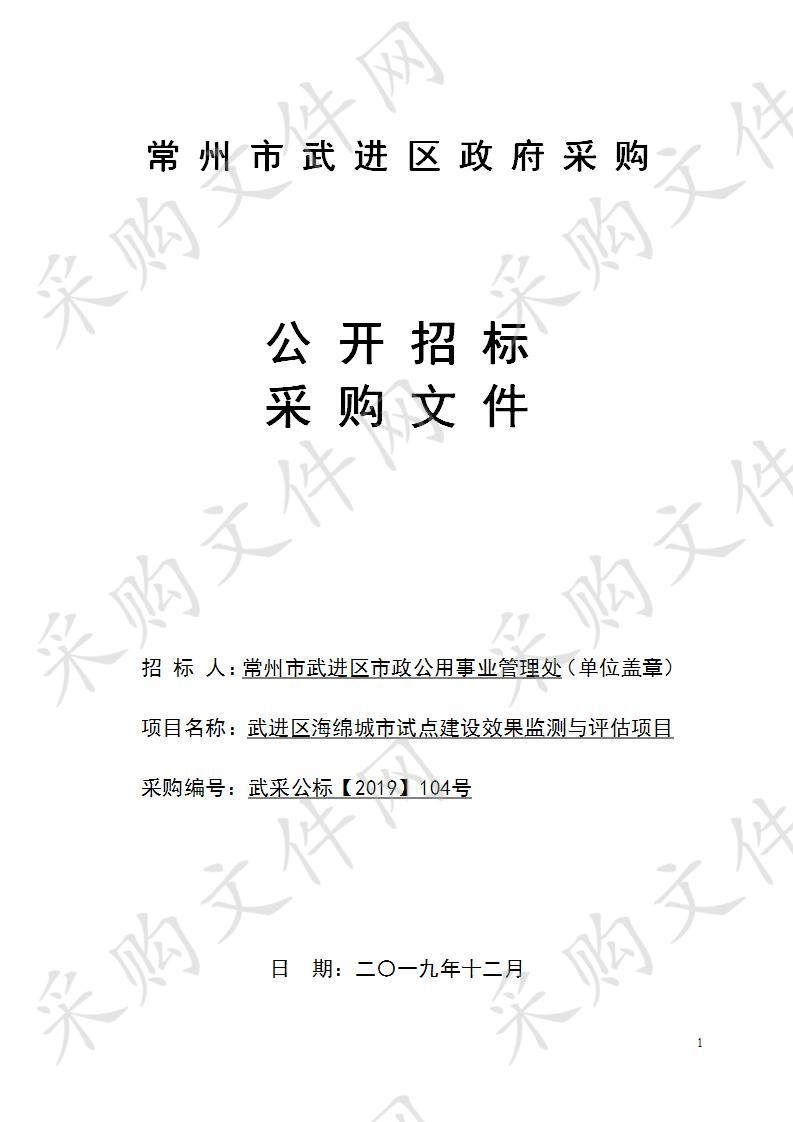 武进区海绵城市试点建设效果监测与评估项目