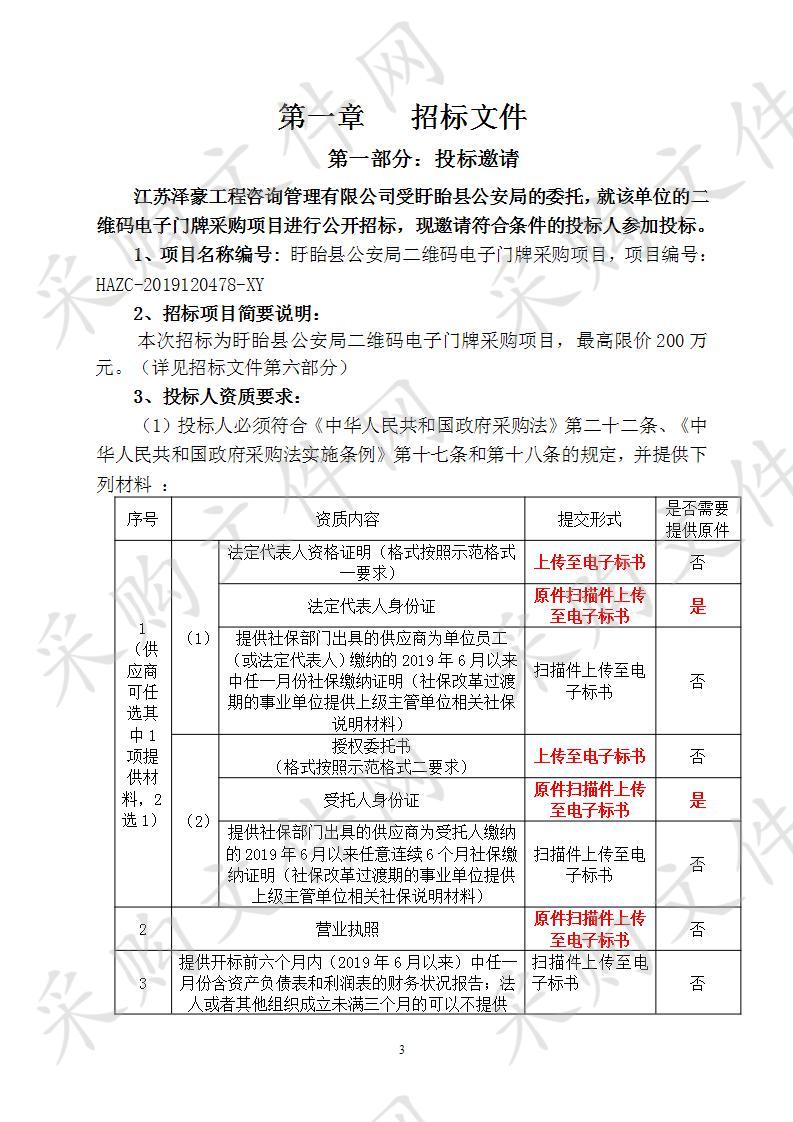 盱眙县公安局二维码电子门牌采购项目