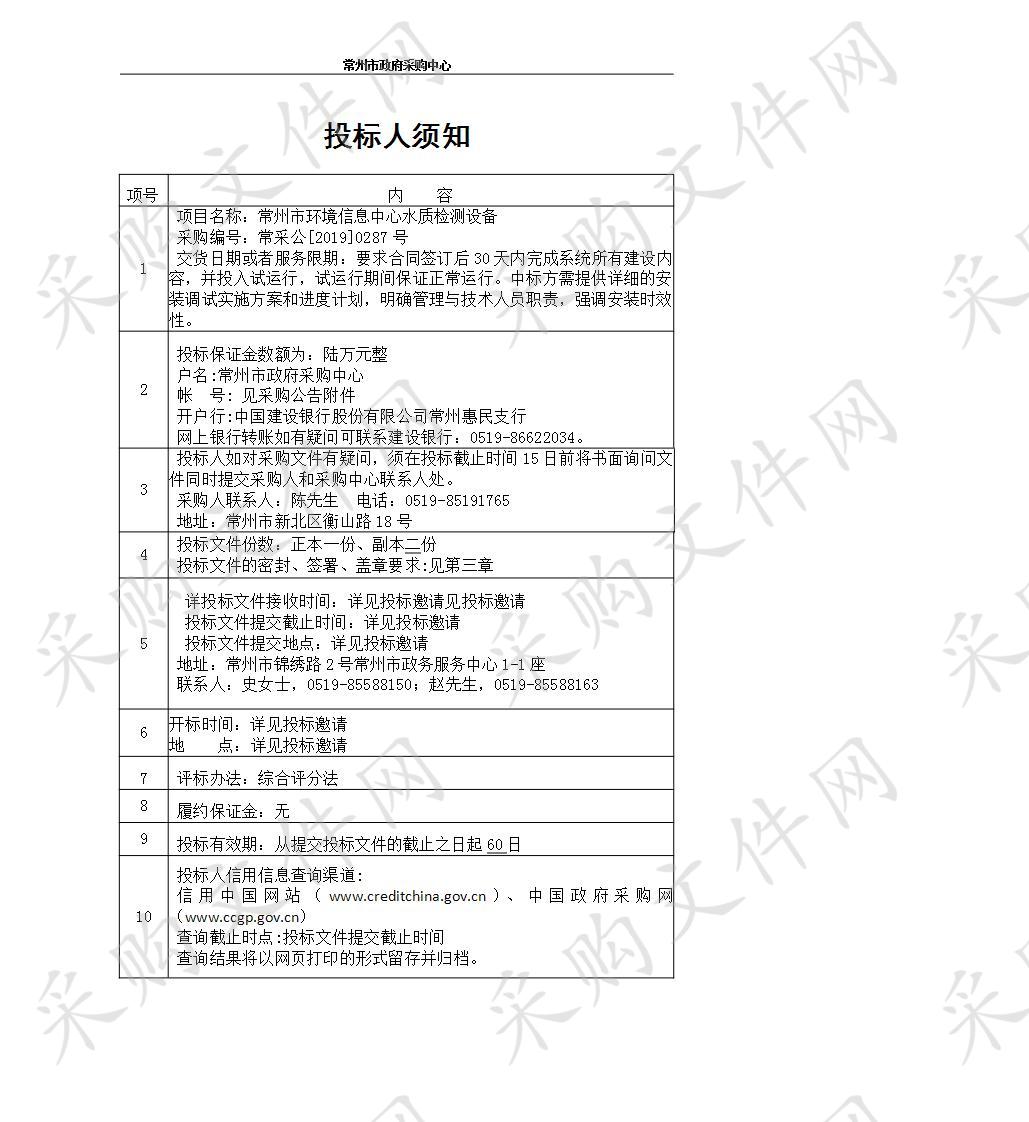 常州市环境信息中心水质检测设备