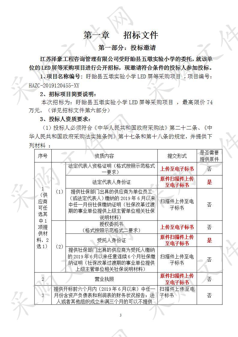 盱眙县五墩实验小学LED屏采购项目