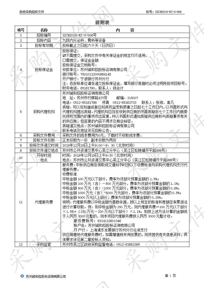 九院内分泌科、骨科等设备