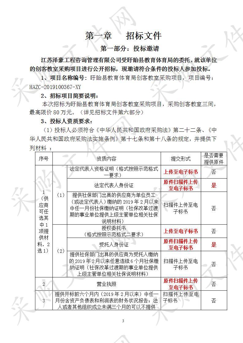 盱眙县教育体育局创客教室采购项目