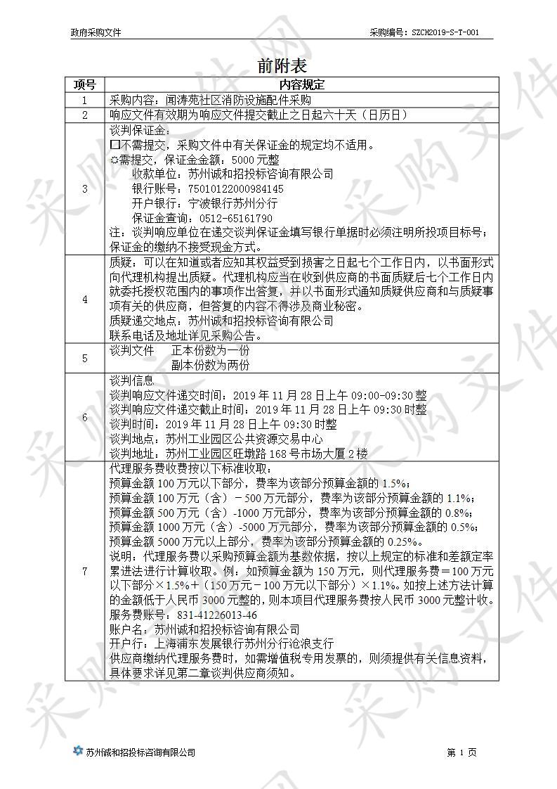 闻涛苑社区消防设施配件采购