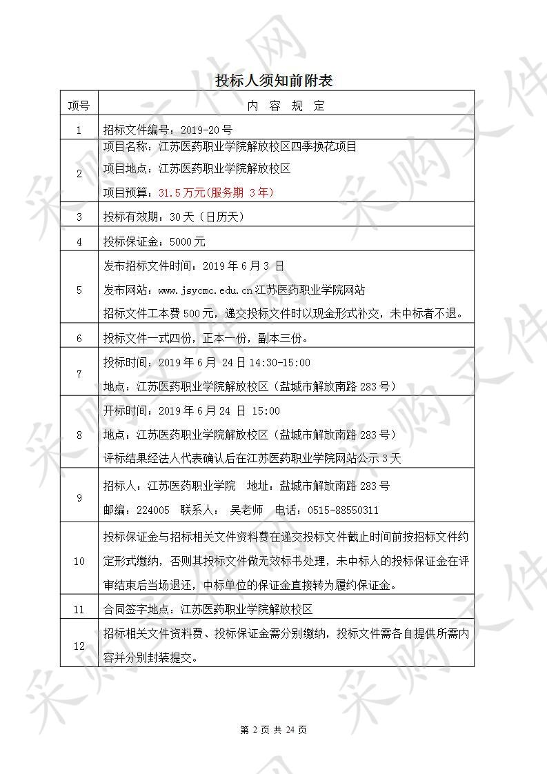 江苏医药职业学院2019-20号解放校区四季换花项目