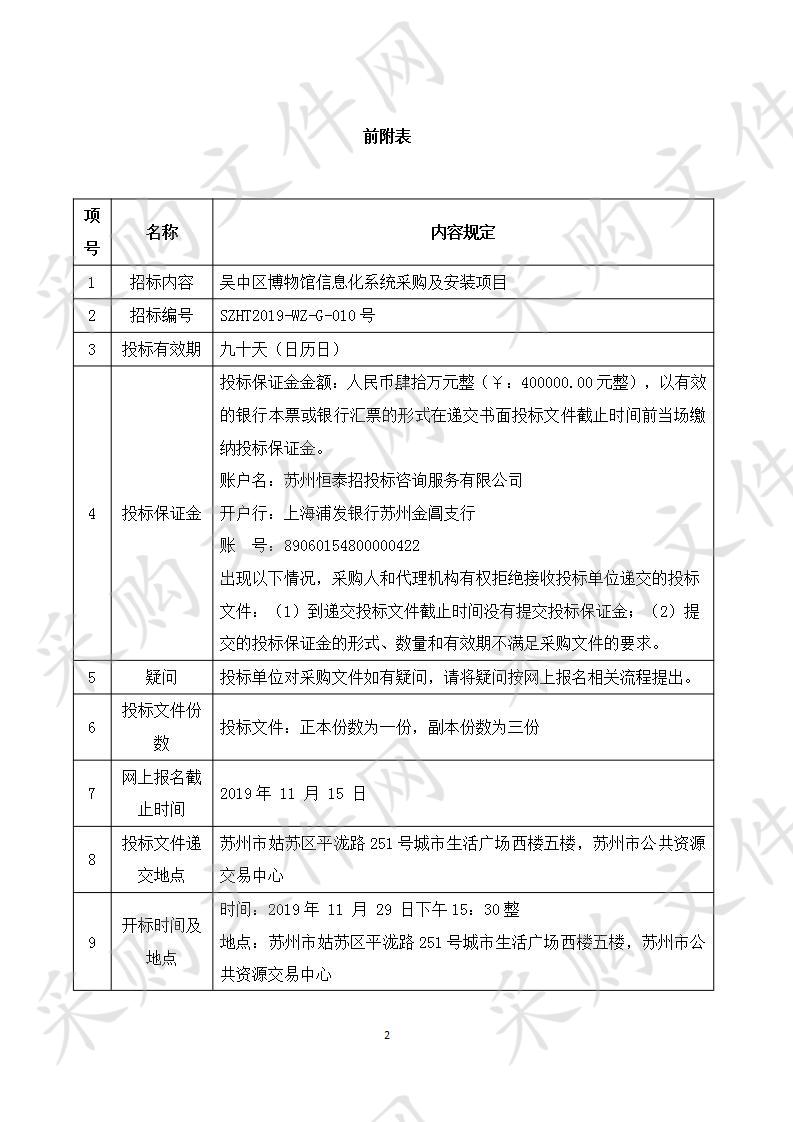 吴中区博物馆信息化系统采购及安装项目