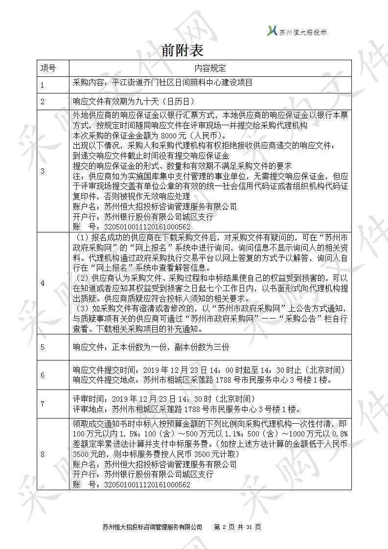 平江街道齐门社区日间照料中心建设项目