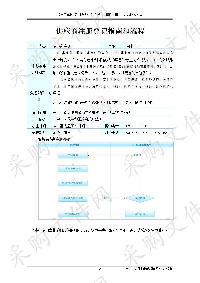 韶关市花拉寨生活垃圾卫生填埋场（首期）市场化运营服务项目