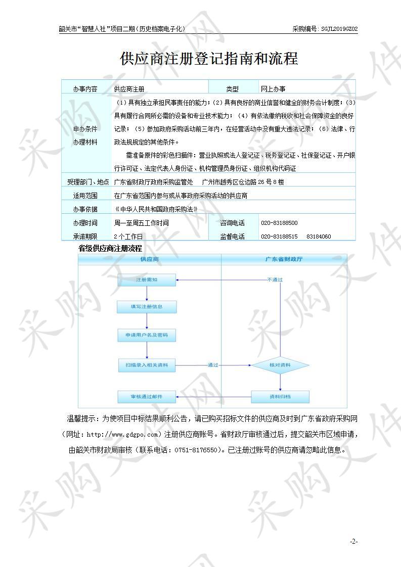 韶关市人力资源和社会保障局韶关市“智慧人社”项目二期（历史档案电子化）