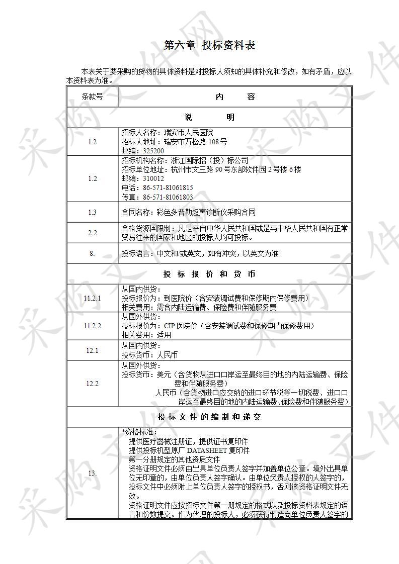 瑞安市人民医院彩色多普勒超声诊断仪