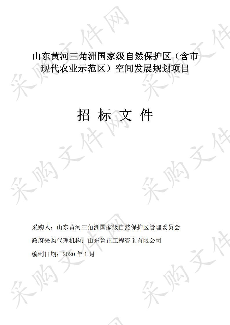 山东黄河三角洲国家级自然保护区（含市现代农业示范区）空间发展规划项目