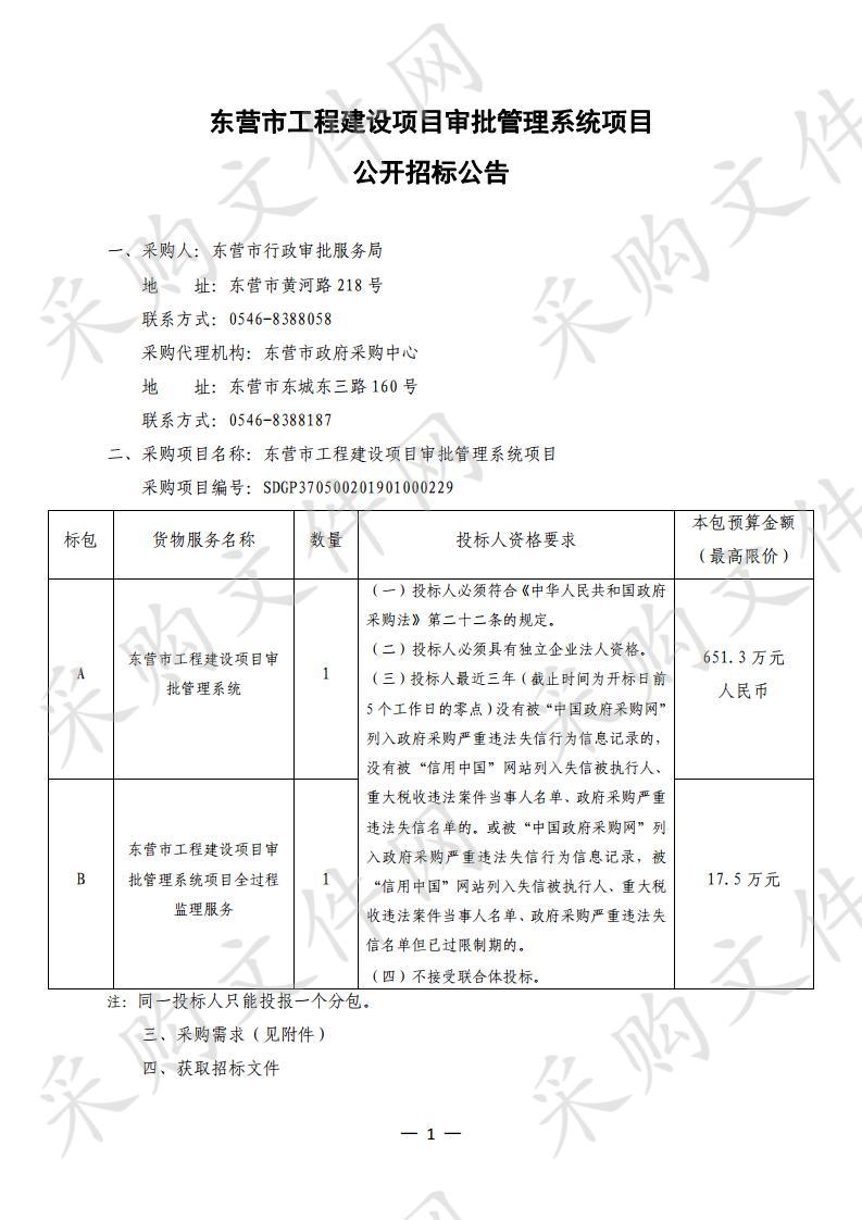 东营市工程建设项目审批管理系统项目