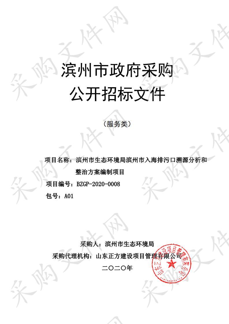 滨州市生态环境局滨州市入海排污口溯源分析和整治方案编制项目