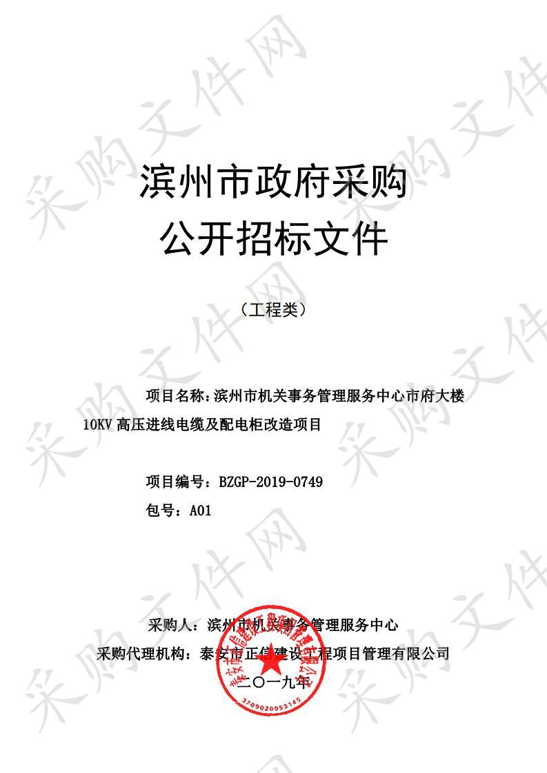 滨州市机关事务管理服务中心市府大楼10KV高压进线电缆及配电柜改造项目