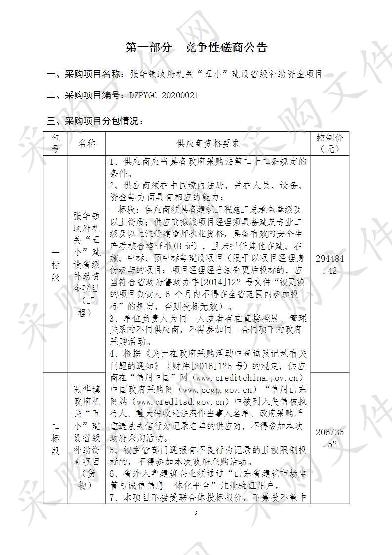 张华镇政府机关“五小”建设省级补助资金项目一包