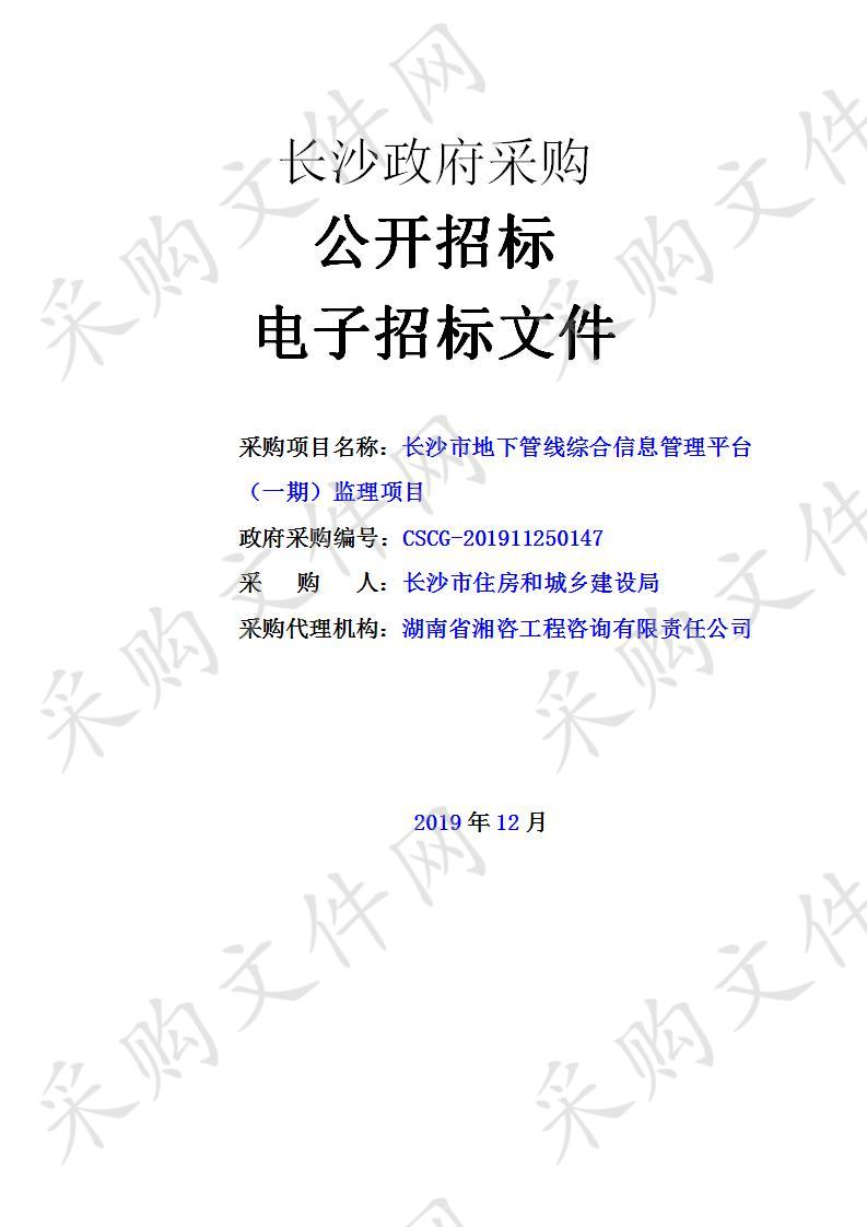 长沙市地下管线综合信息管理平台（一期）监理