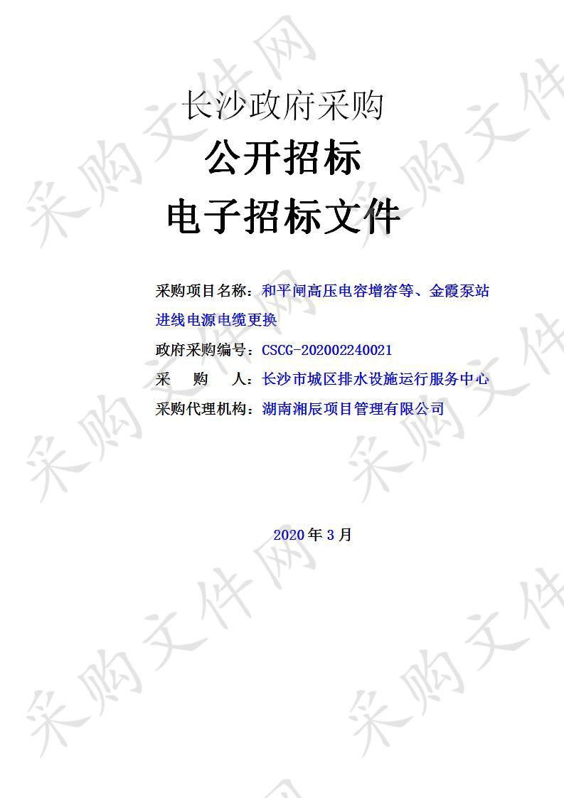 和平闸高压电容增容等、金霞泵站进线电源电缆更换