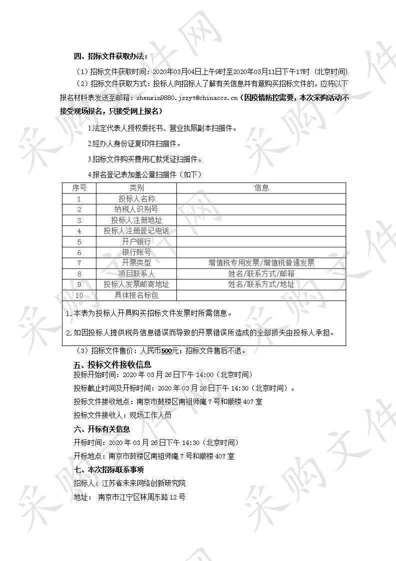 江苏省未来网络创新研究院工业互联网相关系统采购项目