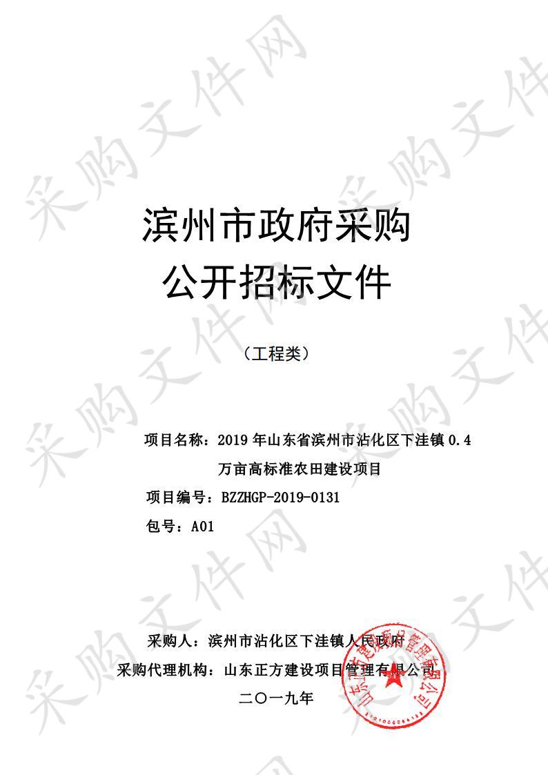 2019年山东省滨州市沾化区下洼镇0.4万亩高标准农田建设项目