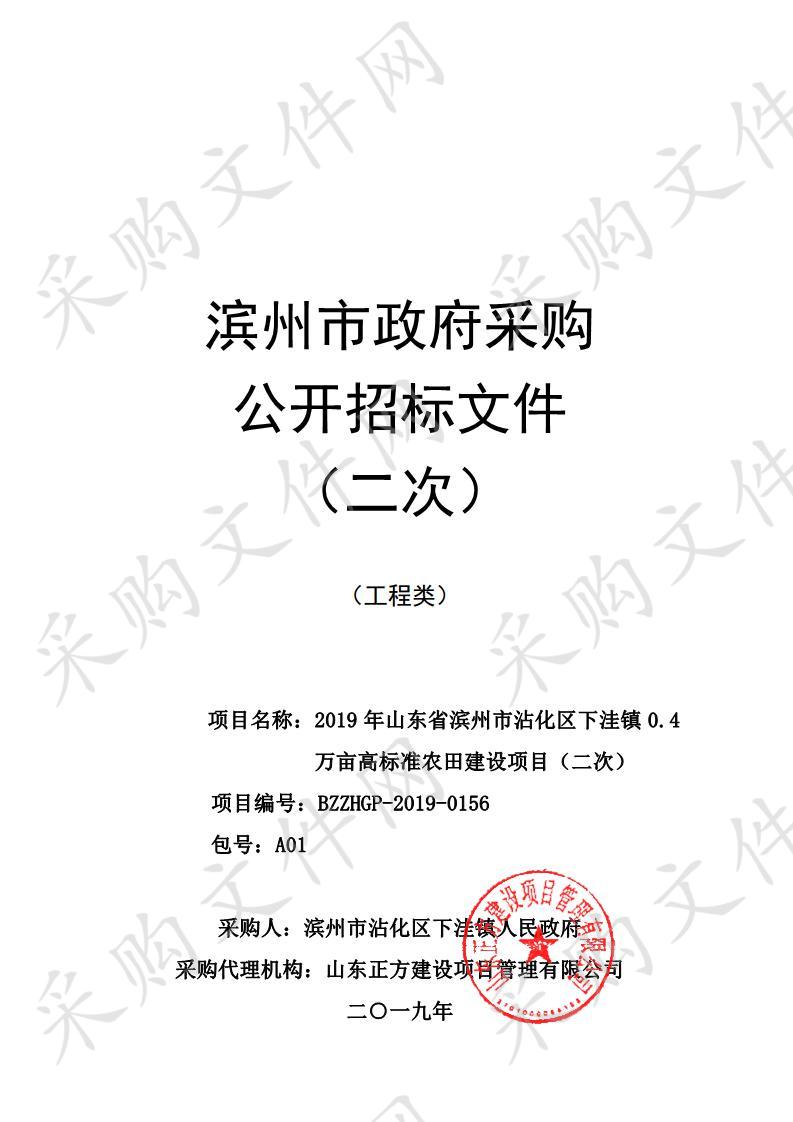 019年山东省滨州市沾化区下洼镇0.4万亩高标准农田建设项目