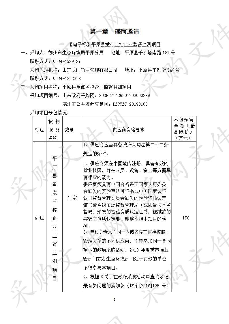 平原县重点监控企业监督监测项目