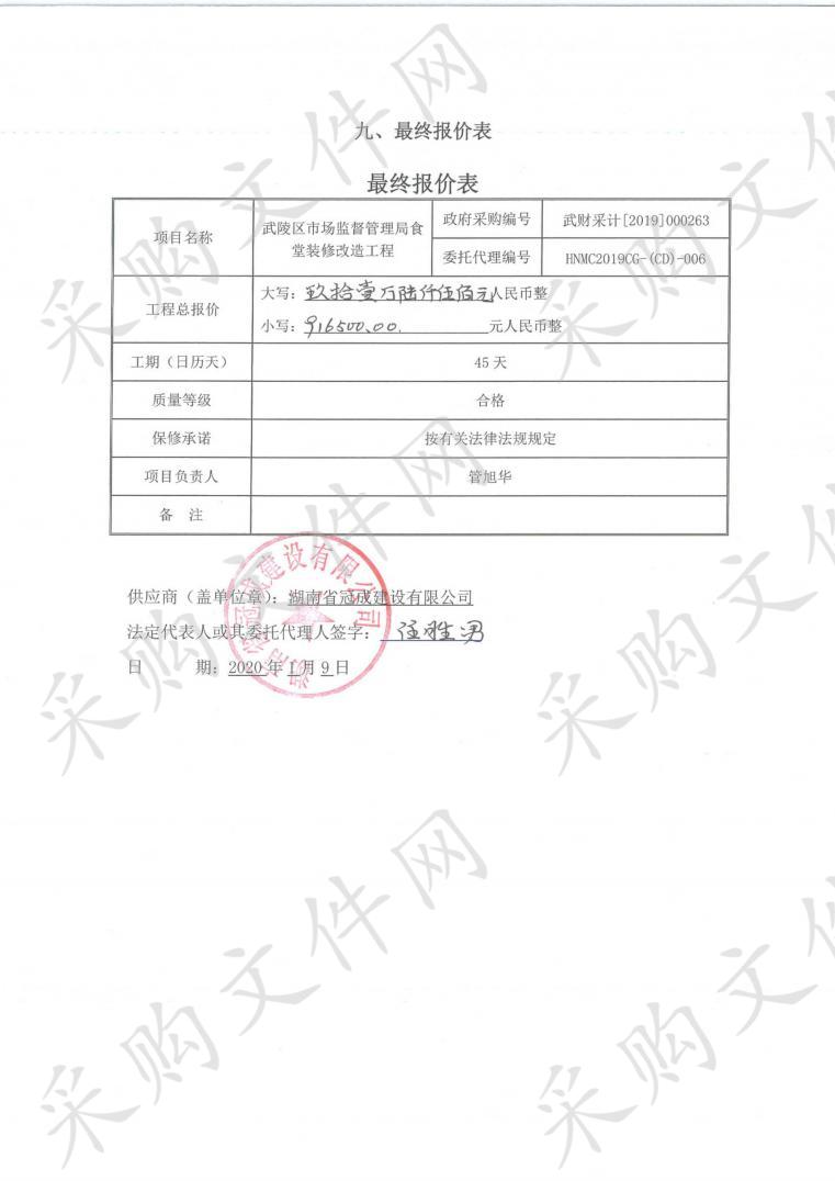 武陵区市场监督管理局食堂装修改造工程