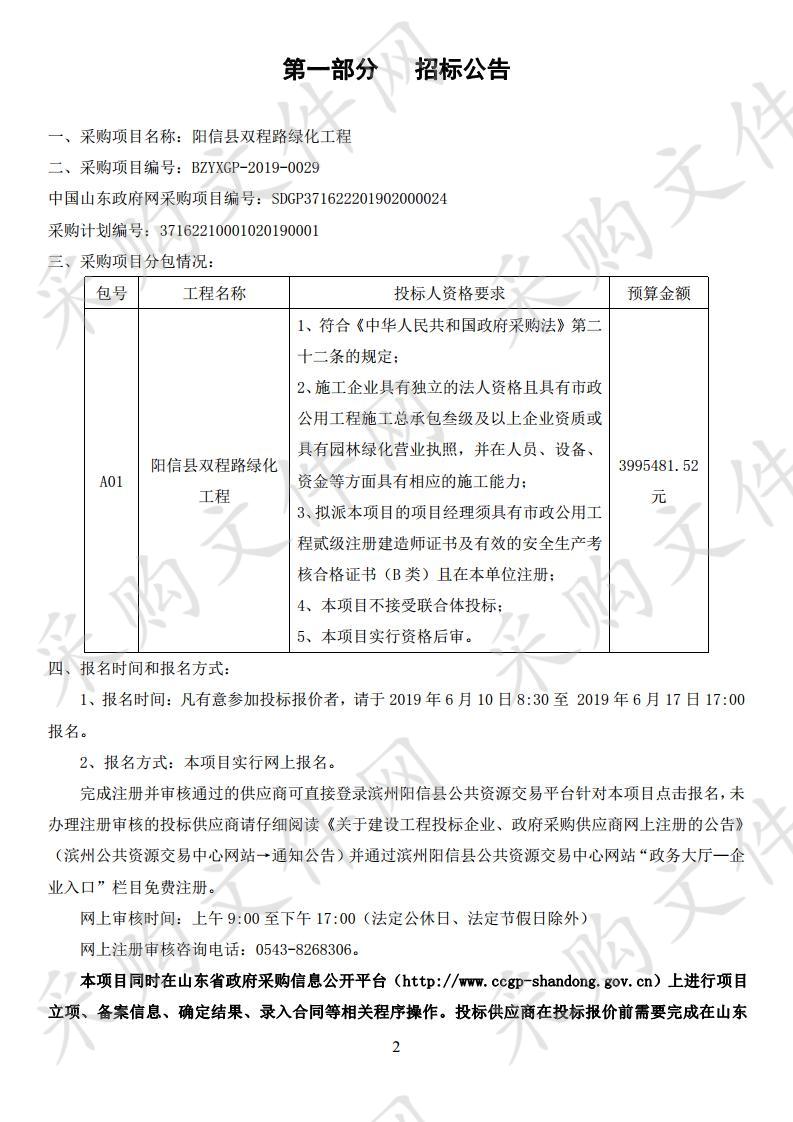 阳信县双程路绿化工程