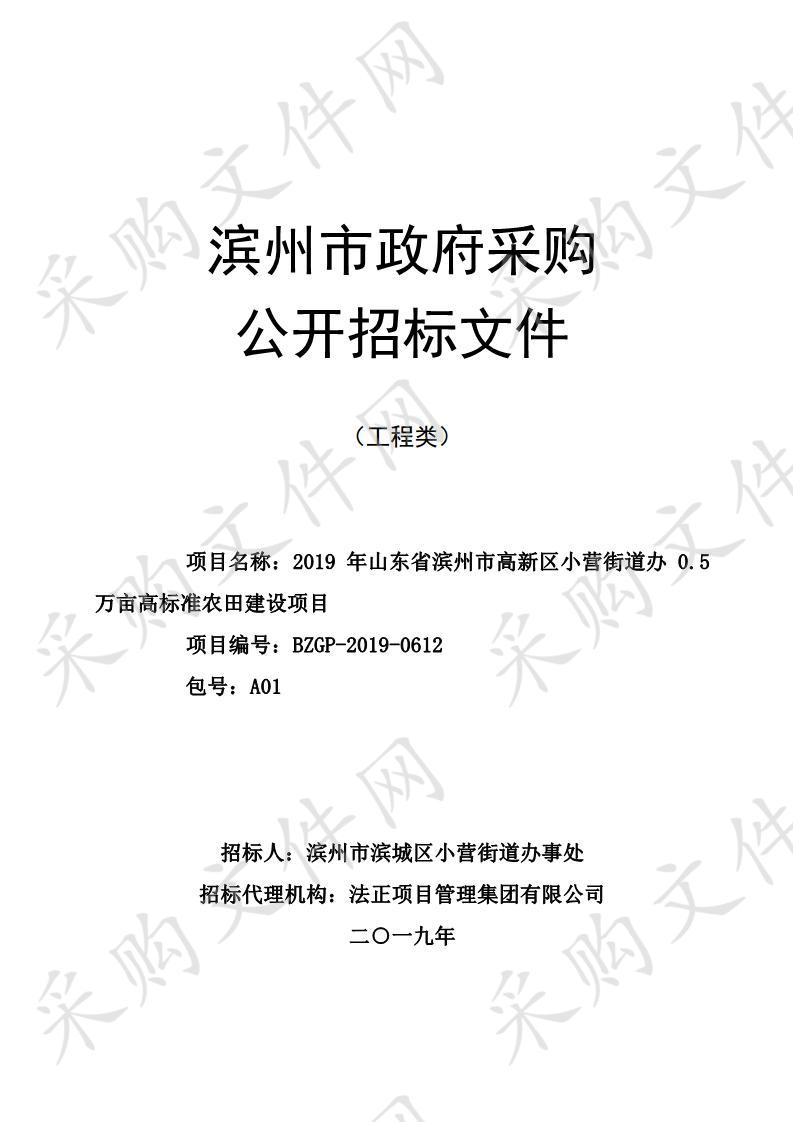 2019年山东省滨州市高新区小营街道办0.5万亩高标准农田建设项目