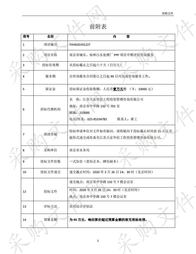 南京市城东/仙林污水处理厂PPP项目中期评估咨询服务