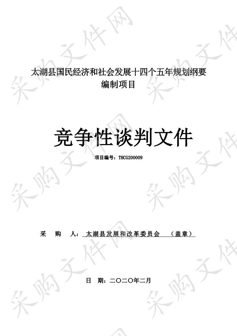 太湖县国民经济和社会发展十四个五年规划纲要编制项目