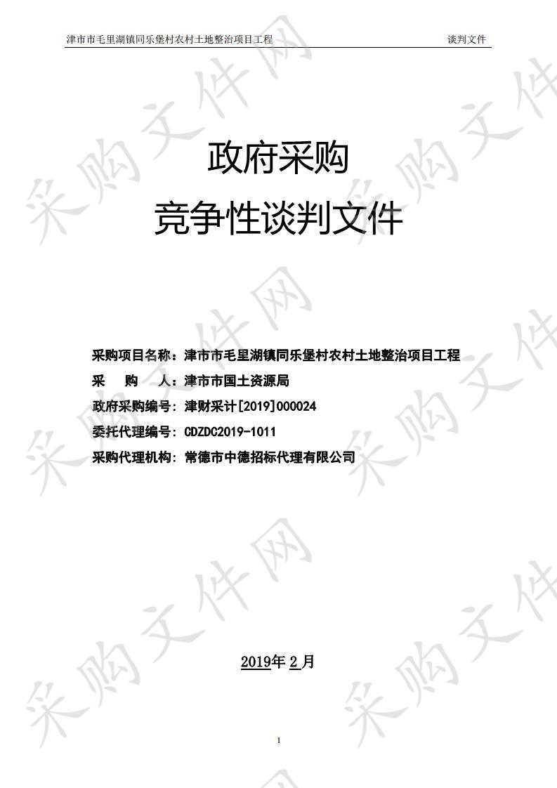 津市市毛里湖镇同乐堡村农村土地整治项目工程