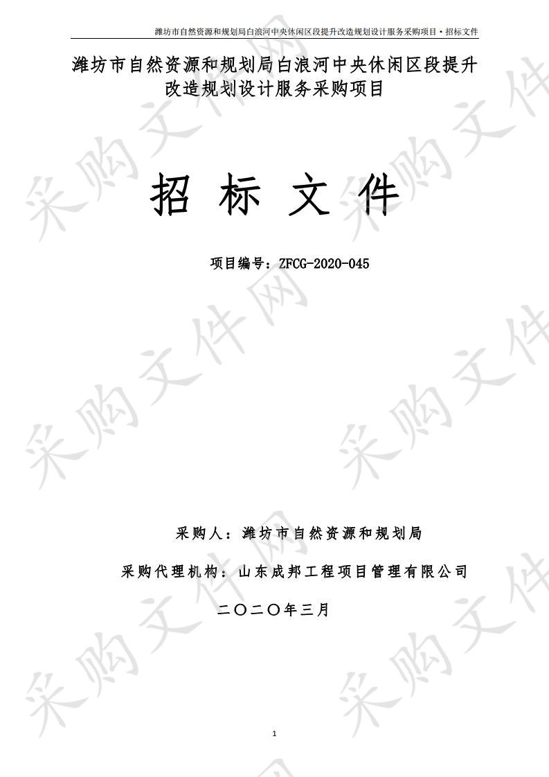 潍坊市自然资源和规划局白浪河中央休闲区段提升改造规划设计服务采购项目