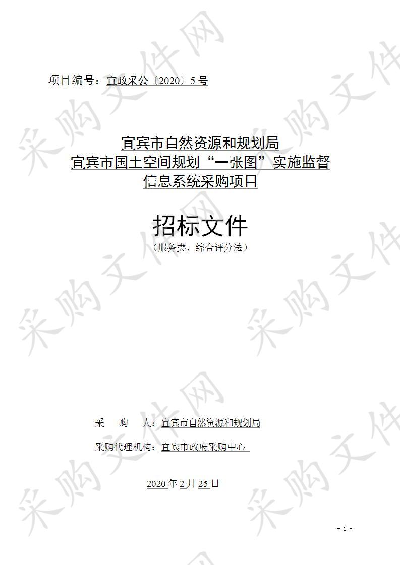 宜宾市自然资源和规划局宜宾市国土空间规划“一张图”实施监督信息系统采购项目