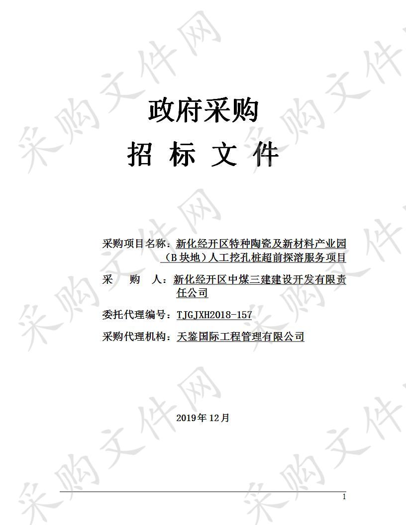 新化经开区特种陶瓷及新材料产业园（B块地）人工挖孔桩超前探溶服务项目