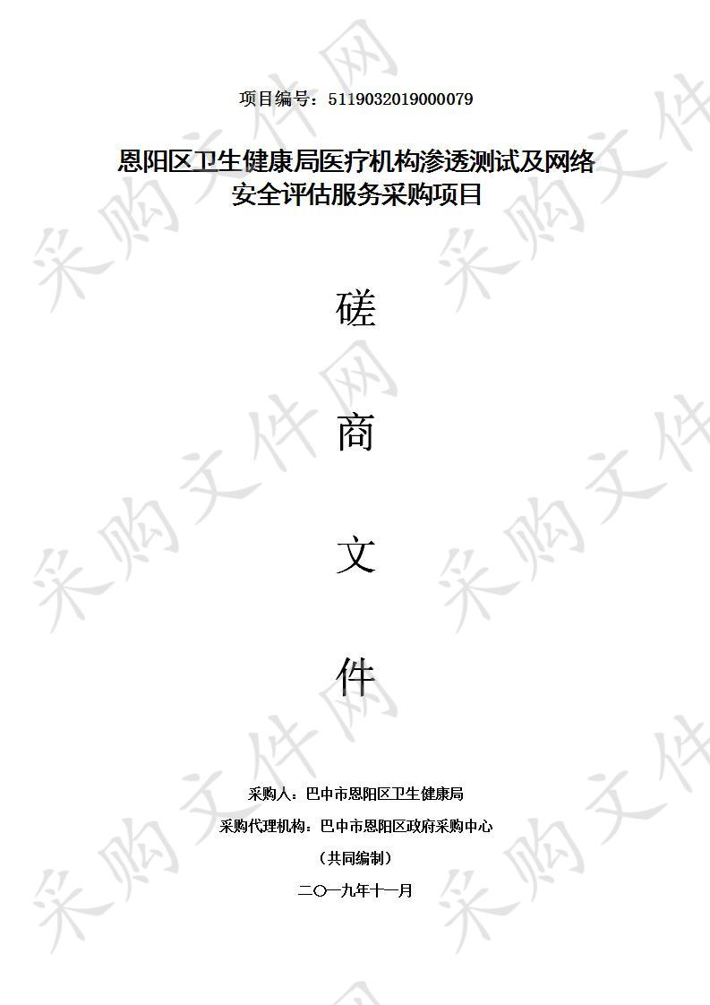 四川省巴中市恩阳区卫生健康局医疗机构参透测试及网络安全评估服务