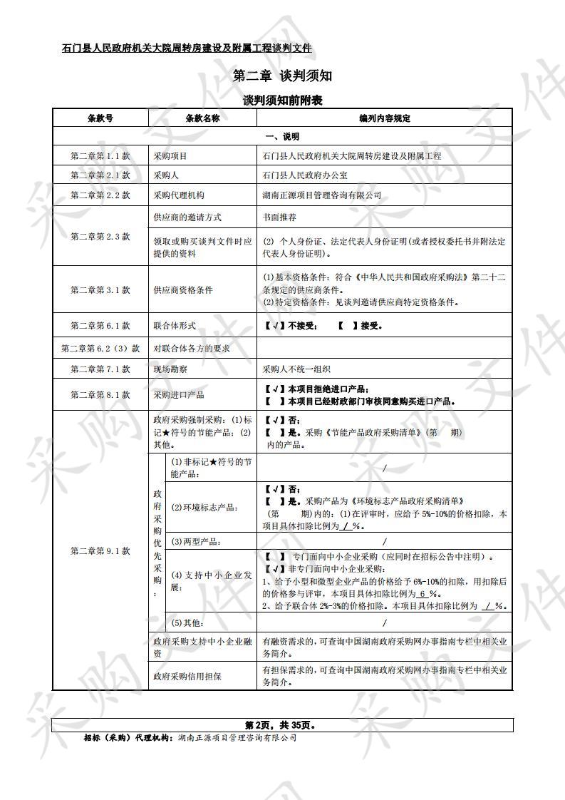 石门县人民政府机关大院周转房建设及附属工程