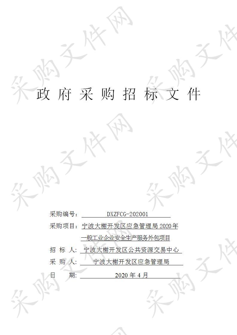 宁波大榭开发区应急管理局2020年一般工业企业安全生产服务外包项目