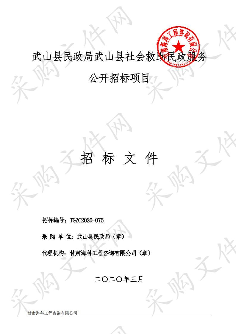 武山县民政局武山县社会救助民政服务公开招标项目二包