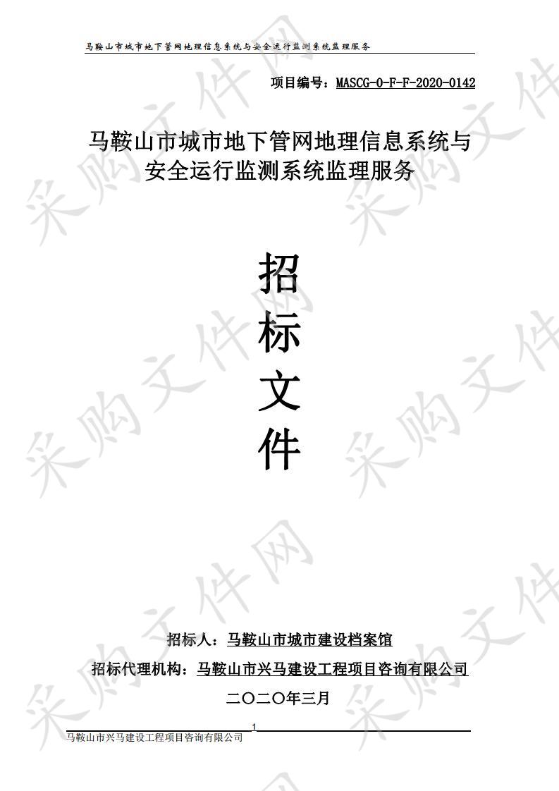 马鞍山市城市地下管网地理信息系统与安全运行监测系统监理服务